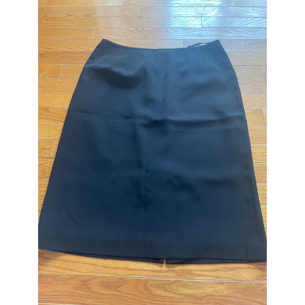 Kasper pencil Skirt Womens Size 12 Black‎ Flat Front knee Straight Career Slit